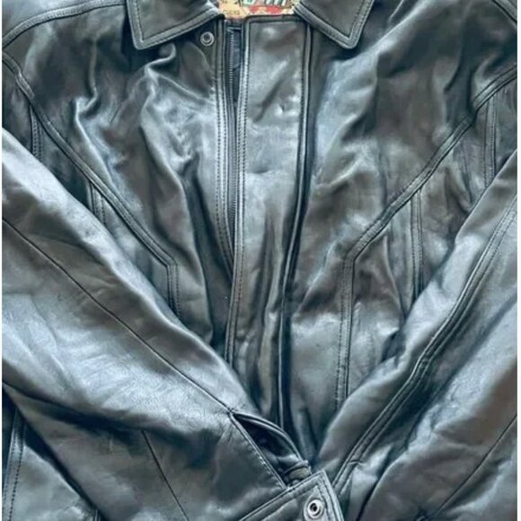 Global Identity Vintage Men’s Leather Bomber Jacket Black Size 2XL (Tall) EUC - Picture 5 of 9